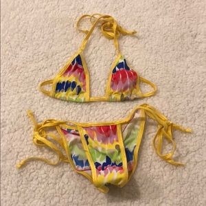 Multi color with yellow trim bitsy bikini